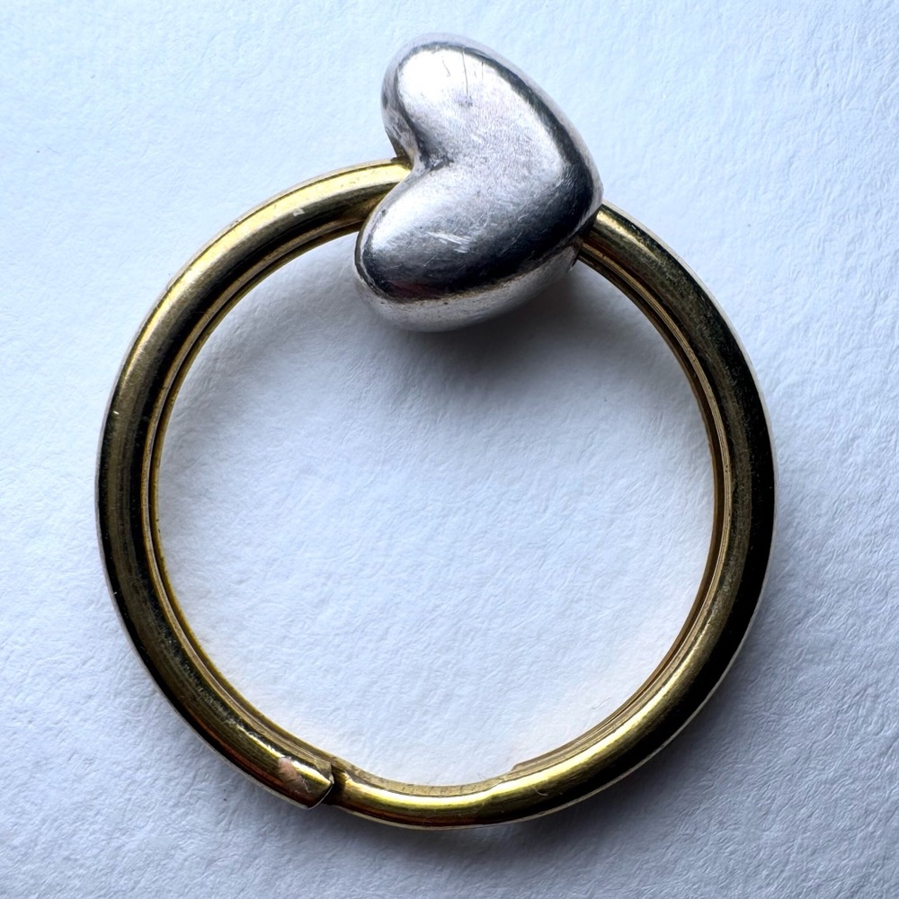 Stylish Sterling Silver Heart and Brass Key Ring